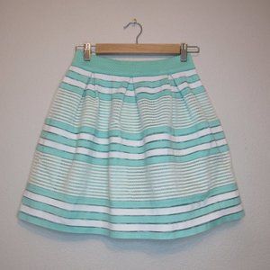 Anthropologie Mint Green Elastic Waist Structured Flared Mini Skirt